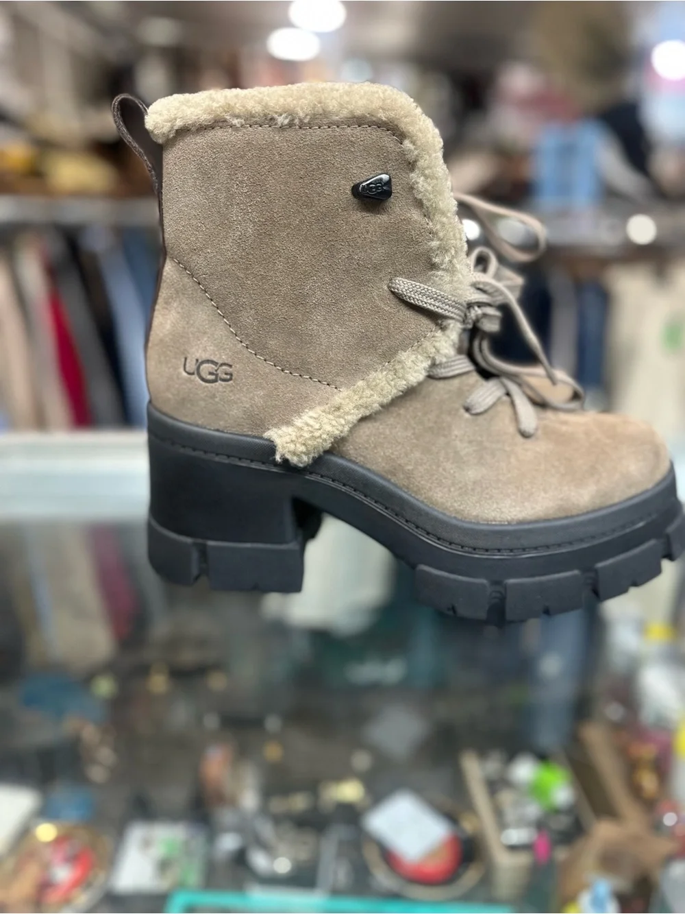Ugg Brooklyn Water Resistant Hiker Boot with Genuine Shearling Trim .Like new